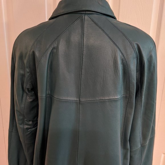 Excelled Collection Teal 100% Leather Coat NWT - Picture 3 of 15